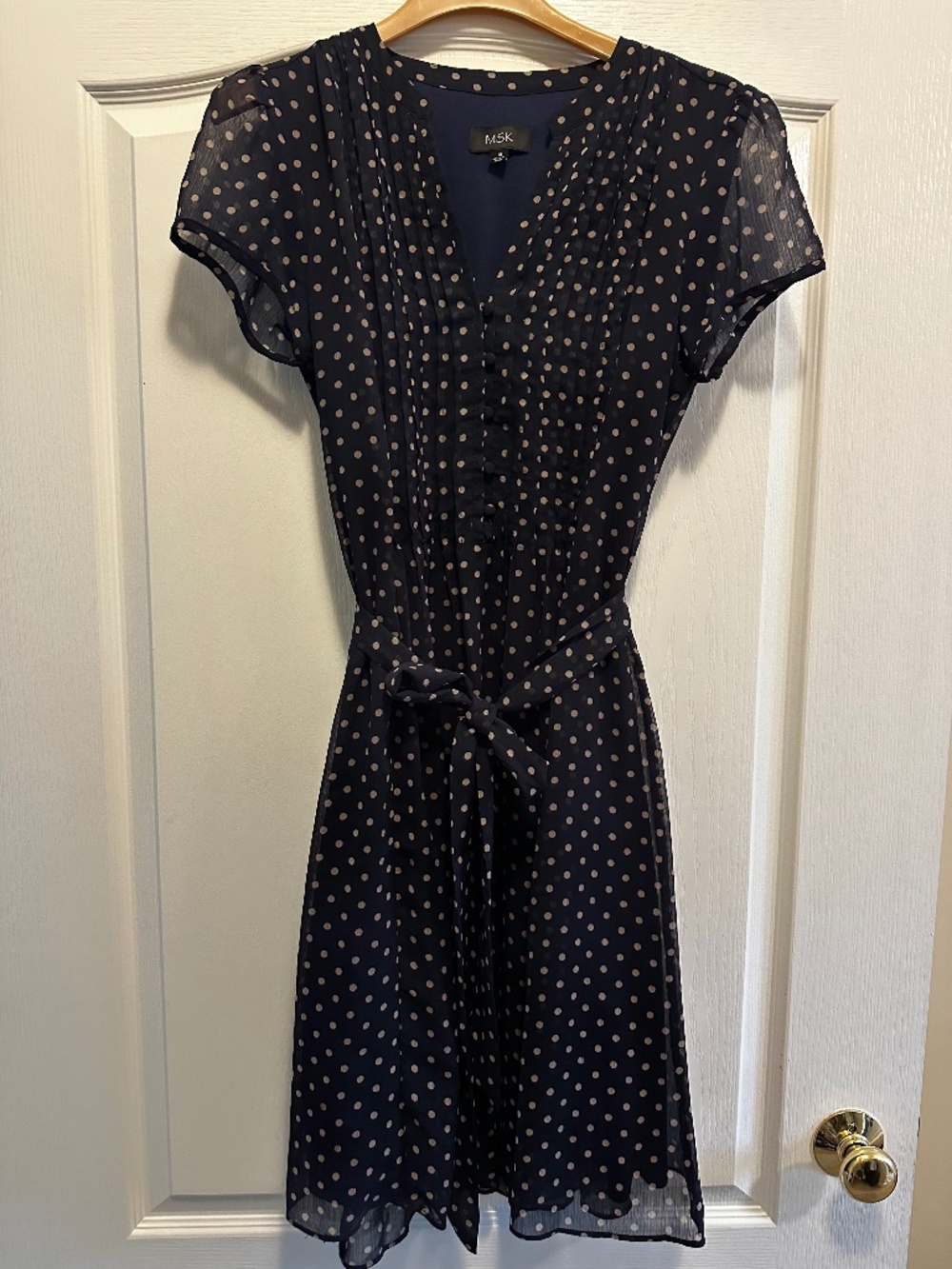 MSK Polka Dot Navy Blue Dress